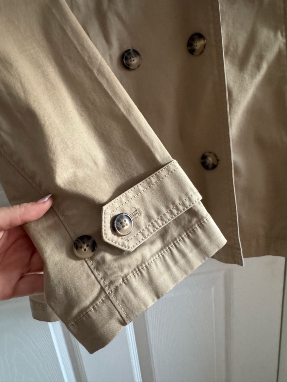 Trench Jacket Short Length Cotton Khaki XL - Picture 12 of 14
